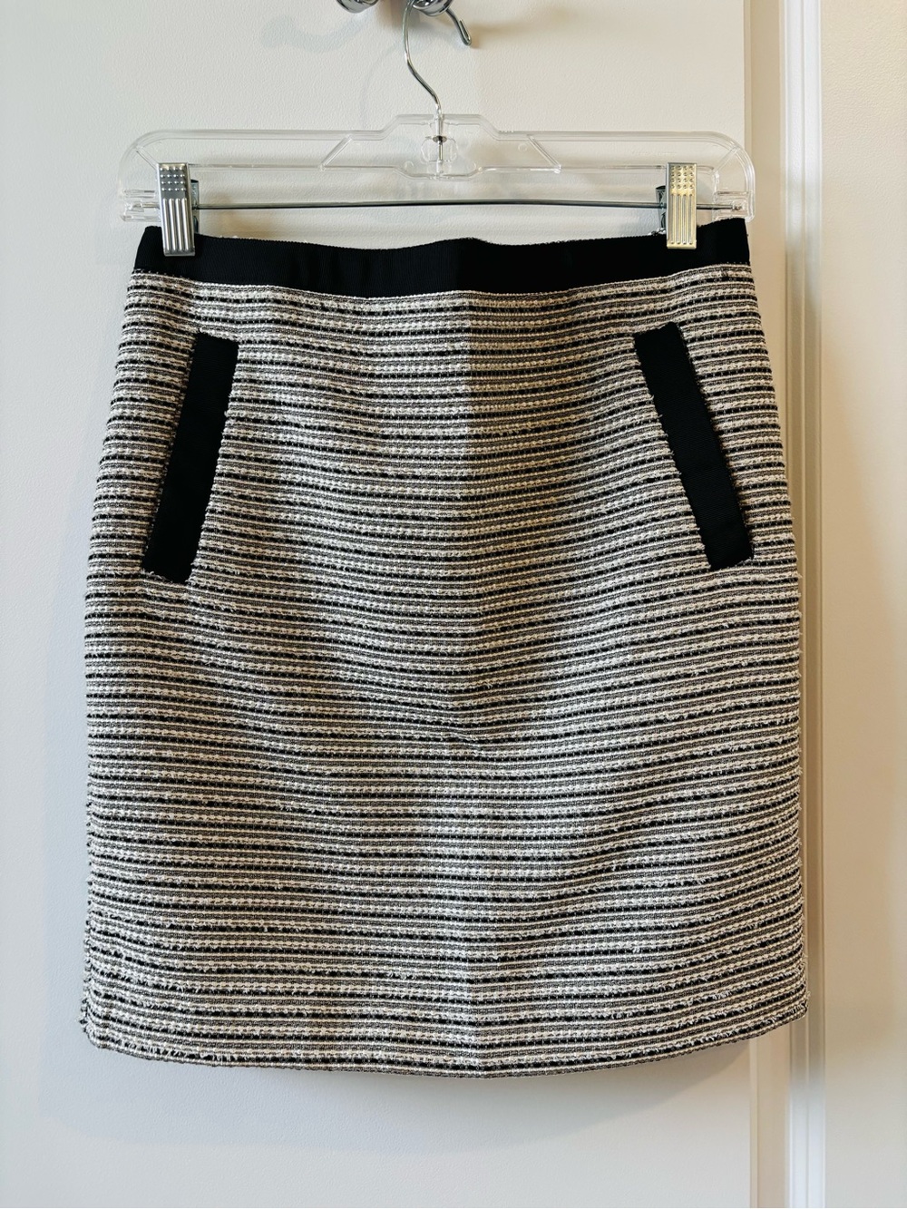 LOFT Black and Ivory Striped Skirt